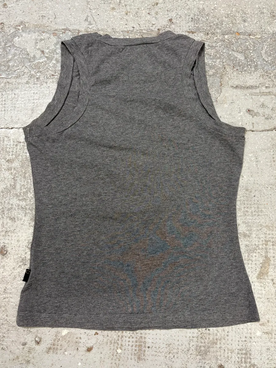2000s Cavalli Necklace Trompe L’oeil Grey Tank Top - Image 5