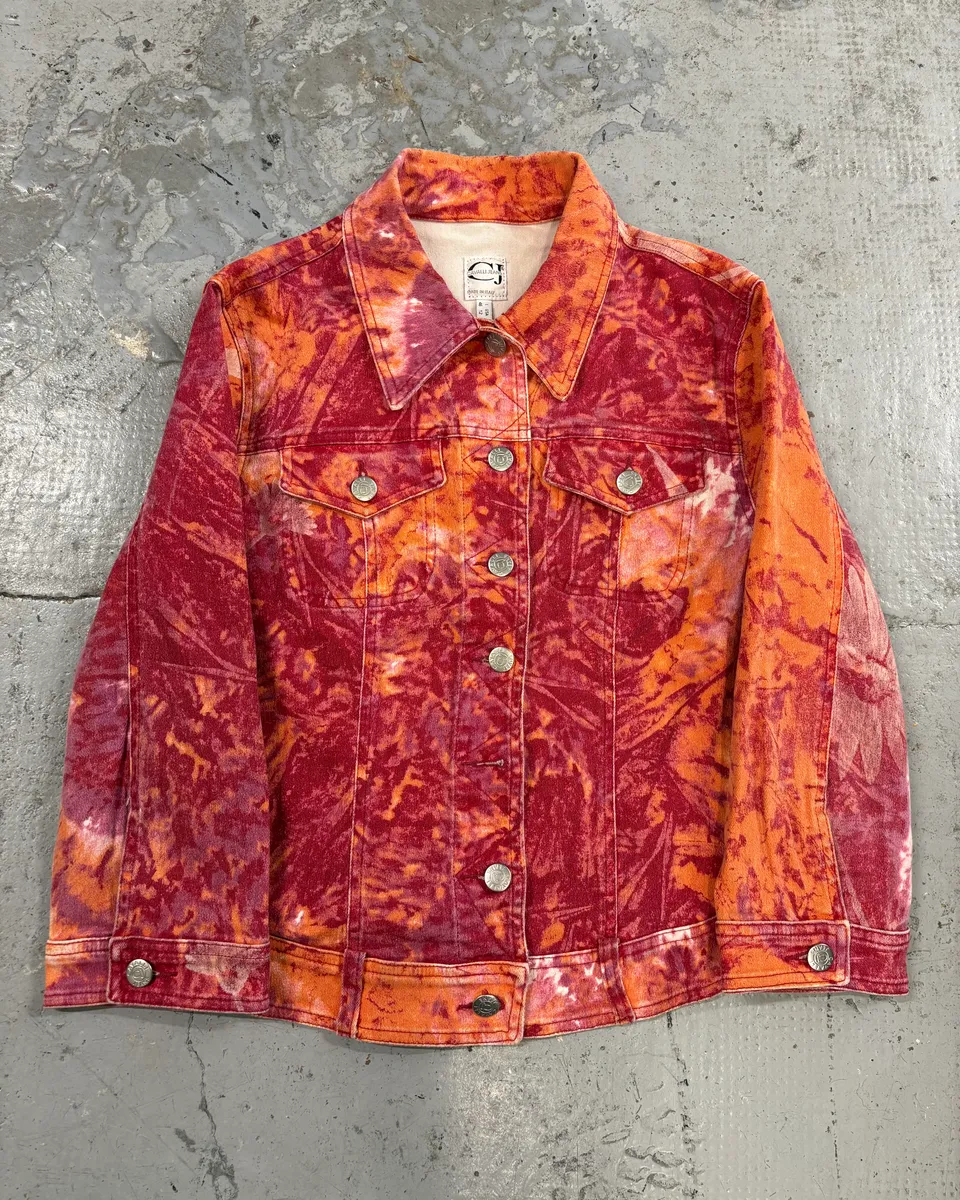 2000s Cavalli Orange Fire Denim Jacket