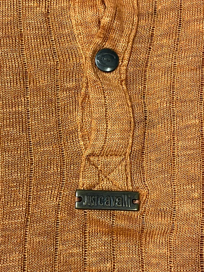 2000s Cavalli Orange Henley Longsleeves - Image 7