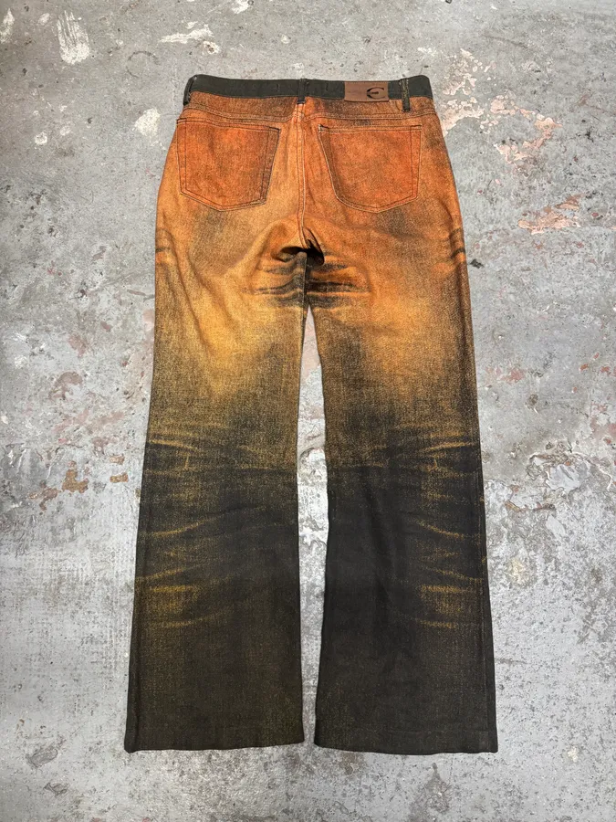 2000s Cavalli Orange Overprint Pants - Image 8