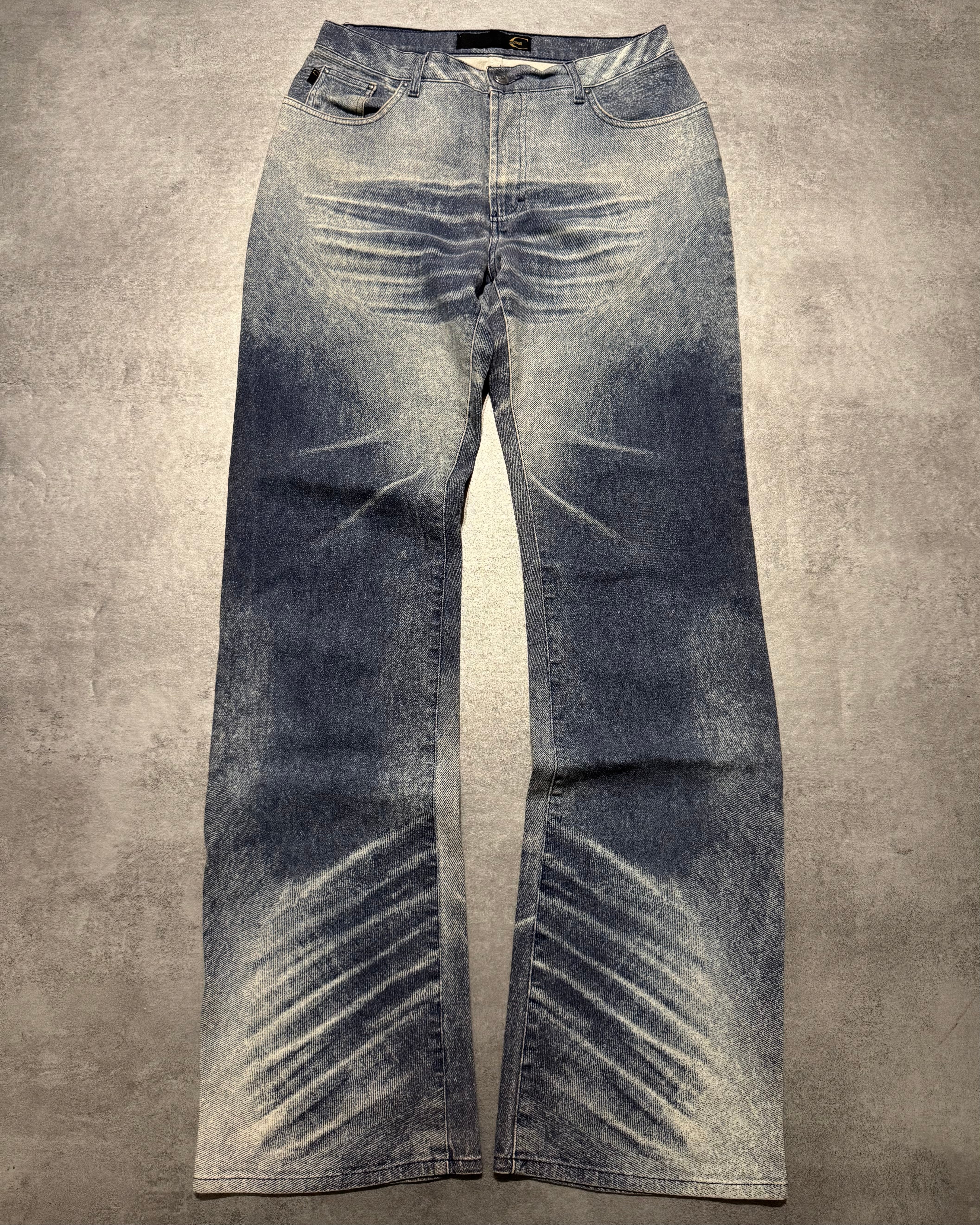 2000s Cavalli Overprint Blue Dyed Pants