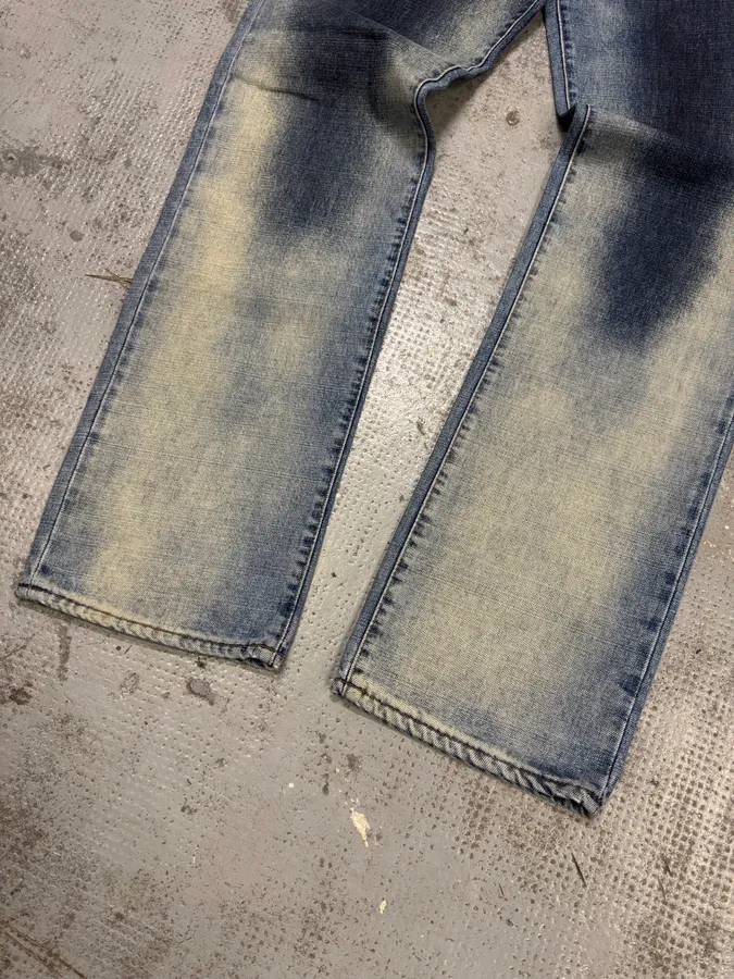 2000s Cavalli Overprint Faded Blue Denim Jeans - Image 9