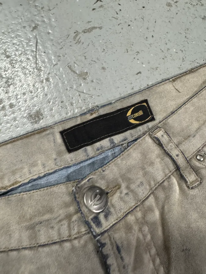 2000s Cavalli Overprint Veltvet Grey Pants - Image 2