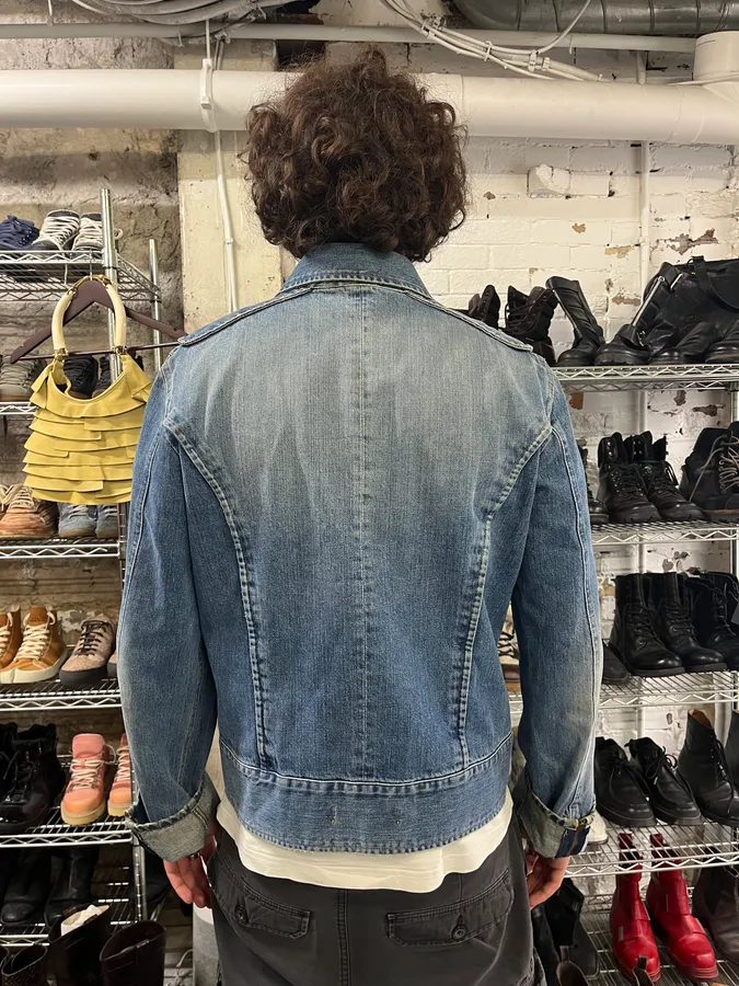2000s Cavalli Padded Blue Denim Jacket - Image 3