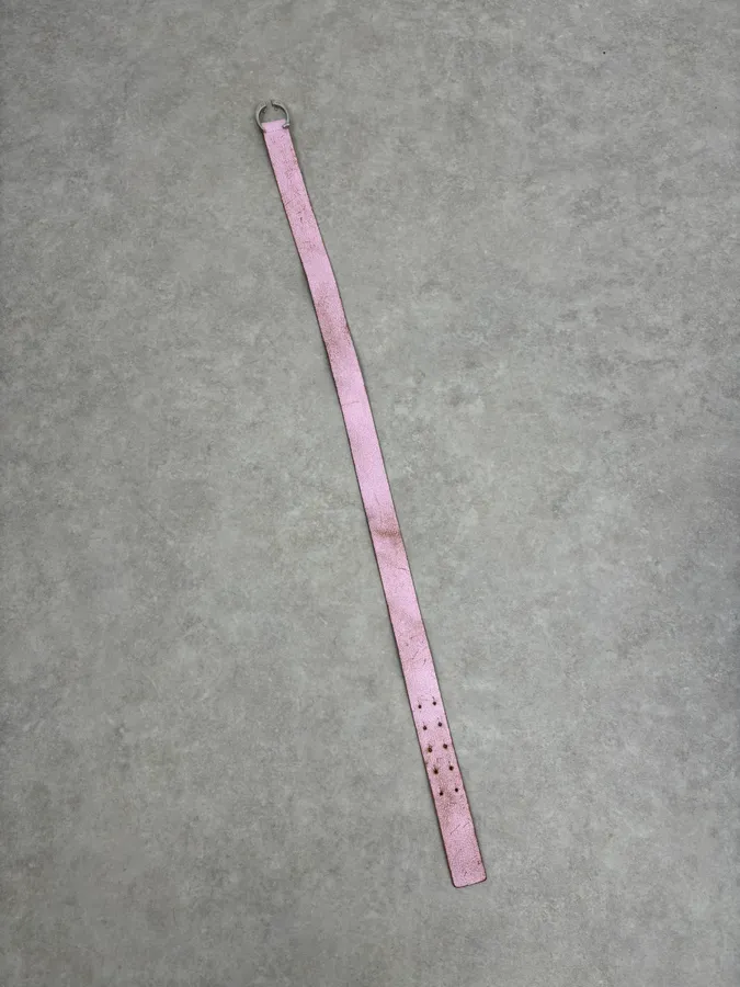 2000s Cavalli Pink Cracked Effect Leather Belt - Image 10