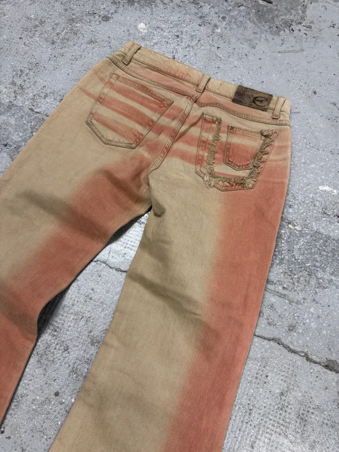 2000s Cavalli Pink & White Overprint Bootcut Pants - Image 7