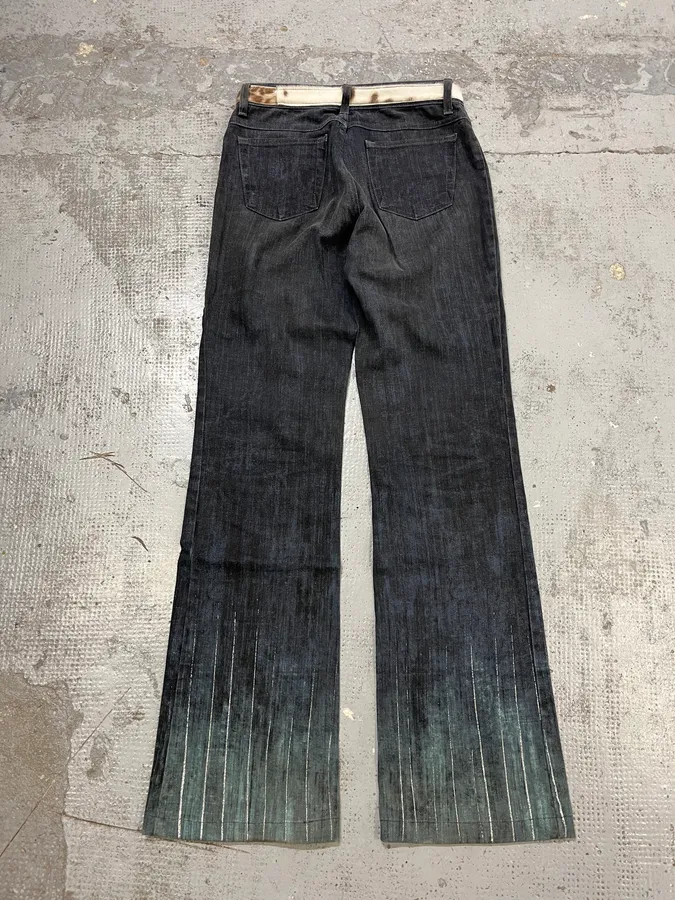 2000s Cavalli Pony Hair Waist Blue Gradient Pants - Image 8