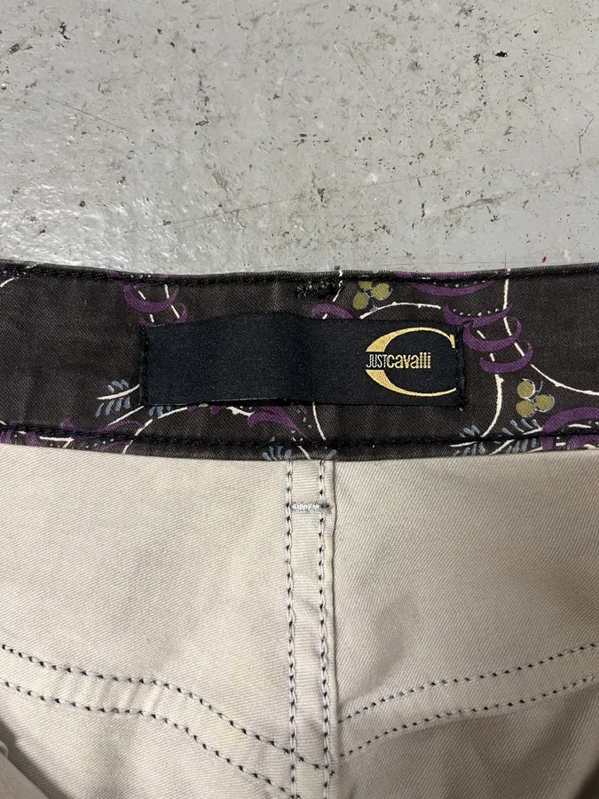 2000s Cavalli Purple Flowers Two Tone Pants - Image 10