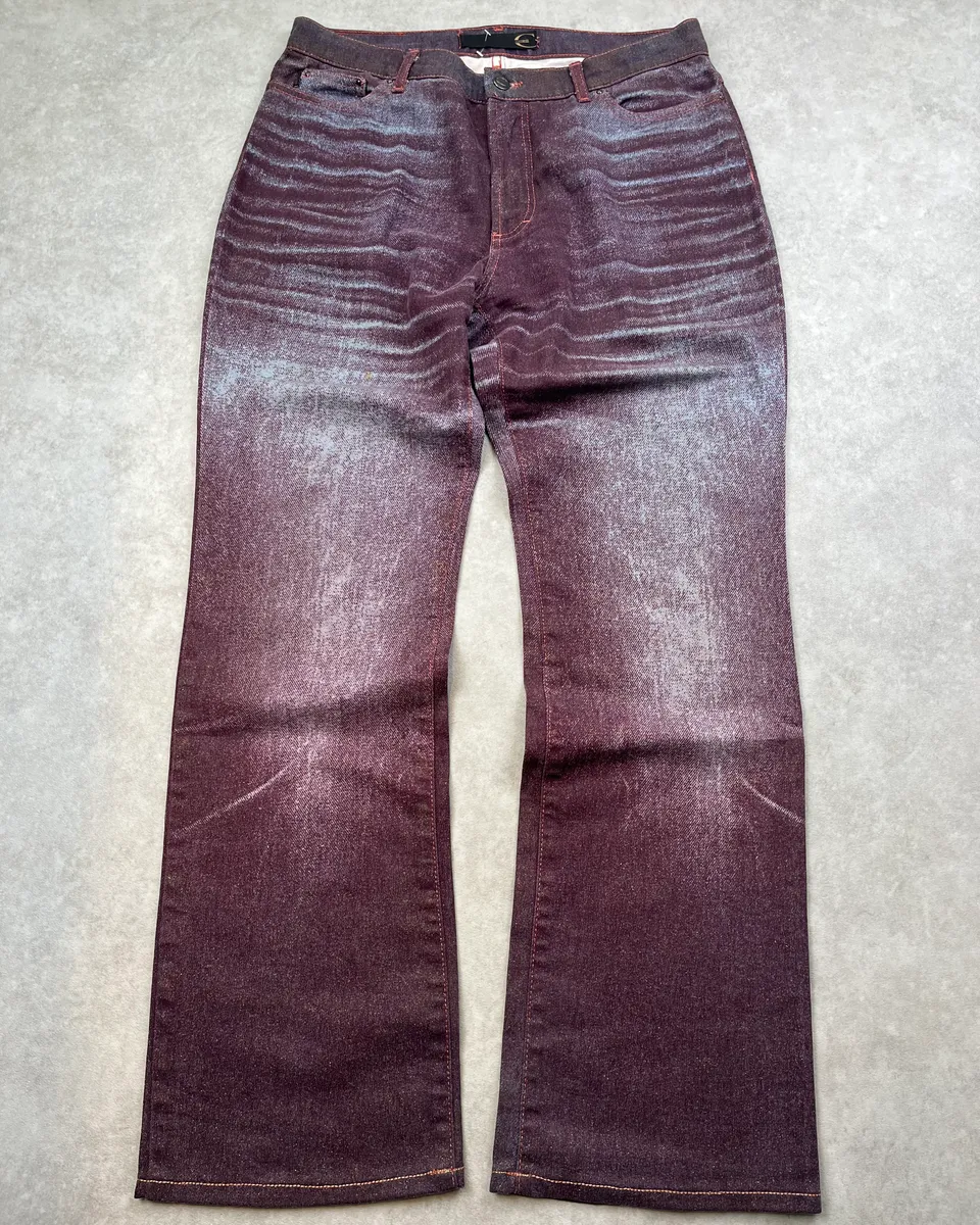 2000s Cavalli Purple & Silver Faded Overprint Pants