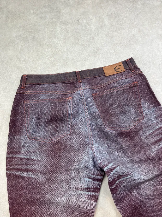 2000s Cavalli Purple & Silver Faded Overprint Pants - Image 7