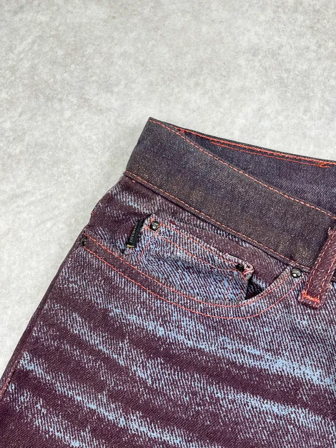 2000s Cavalli Purple & Silver Faded Overprint Pants - Image 8