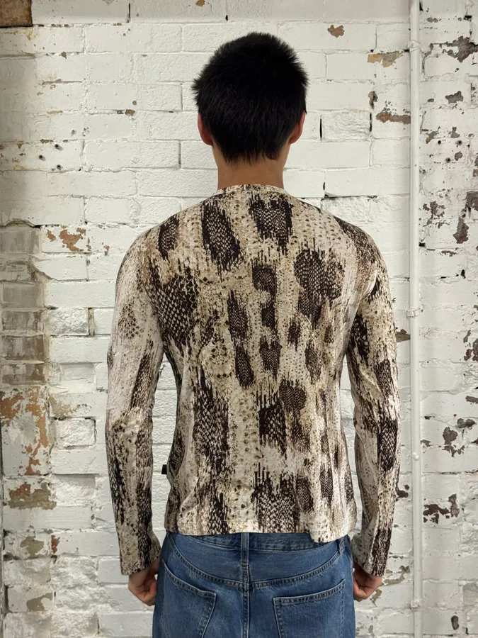 2000s Cavalli Python Elevated Beige Longsleeves - Image 3