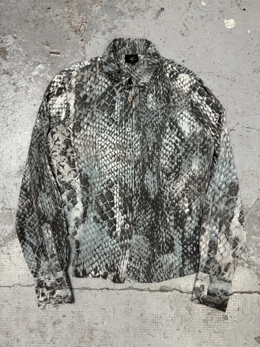 2000s Cavalli Python Snake Blue Shirt