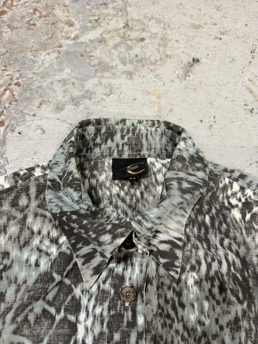 2000s Cavalli Python Snake Blue Shirt - Image 10