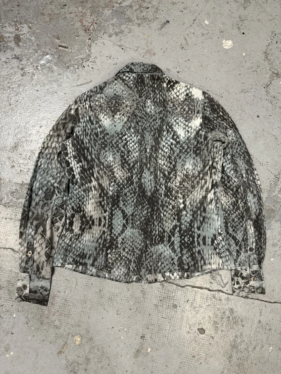 2000s Cavalli Python Snake Blue Shirt - Image 2
