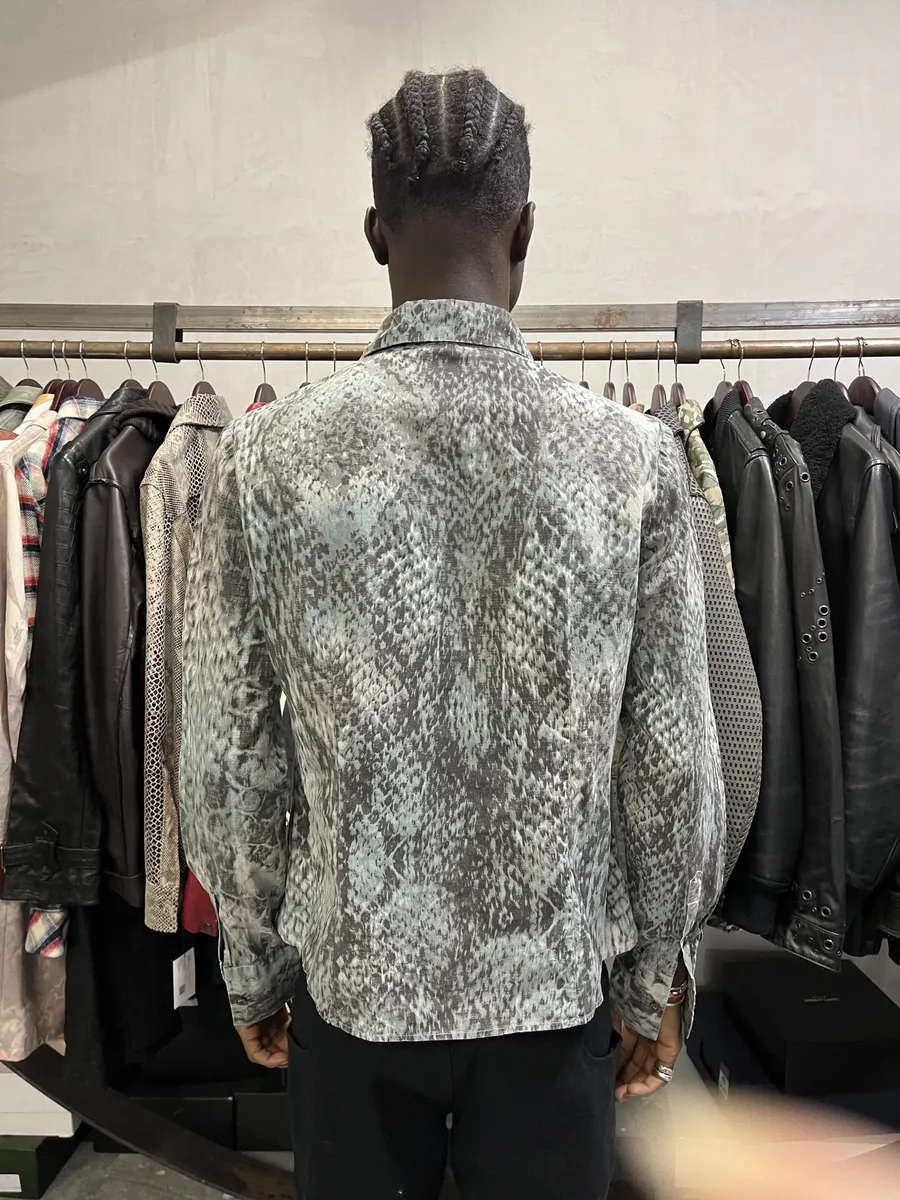 2000s Cavalli Python Snake Blue Shirt - Image 4