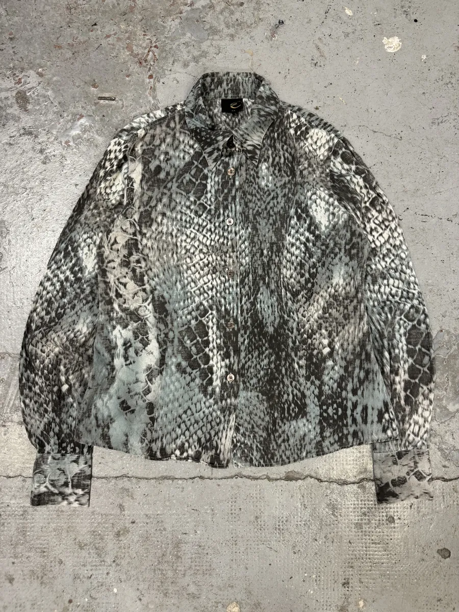 2000s Cavalli Python Snake Blue Shirt - Image 5
