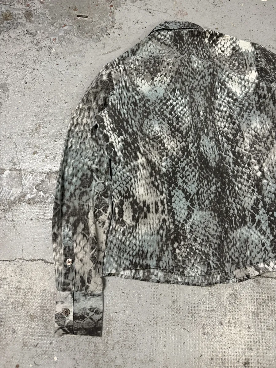 2000s Cavalli Python Snake Blue Shirt - Image 7