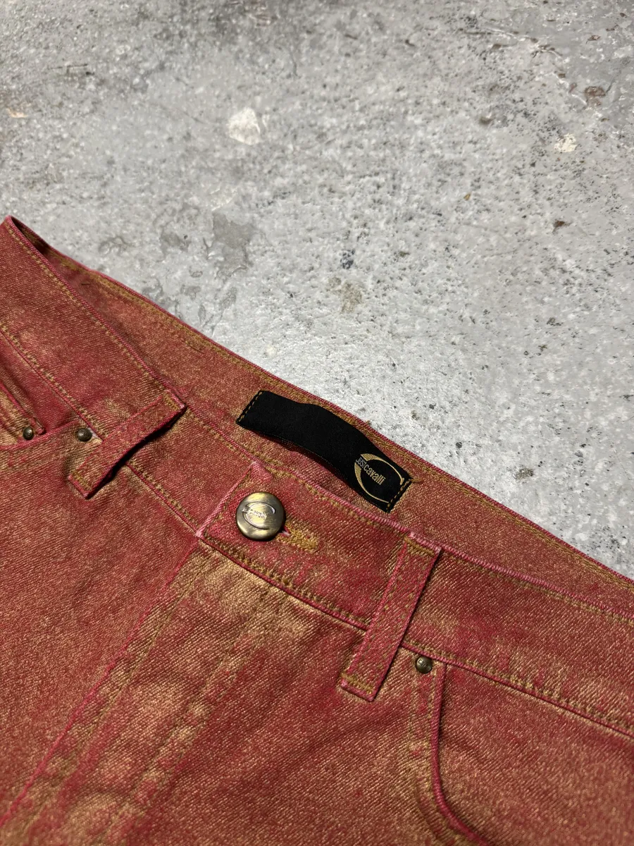 2000s Cavalli Red Distressed Faded Electric Pants - Image 8