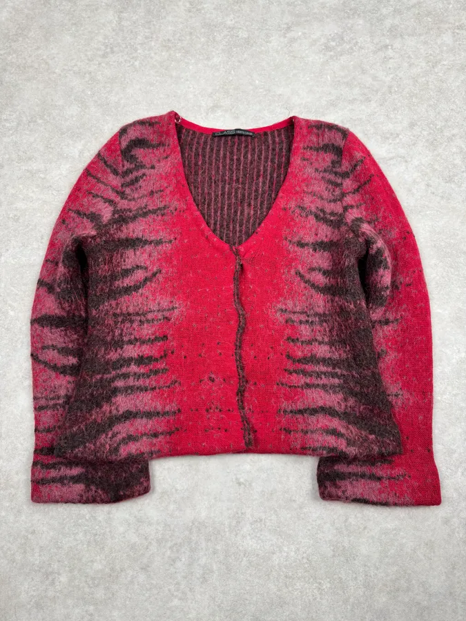 2000s Cavalli Red Evil Zebra Cardigan - Image 5