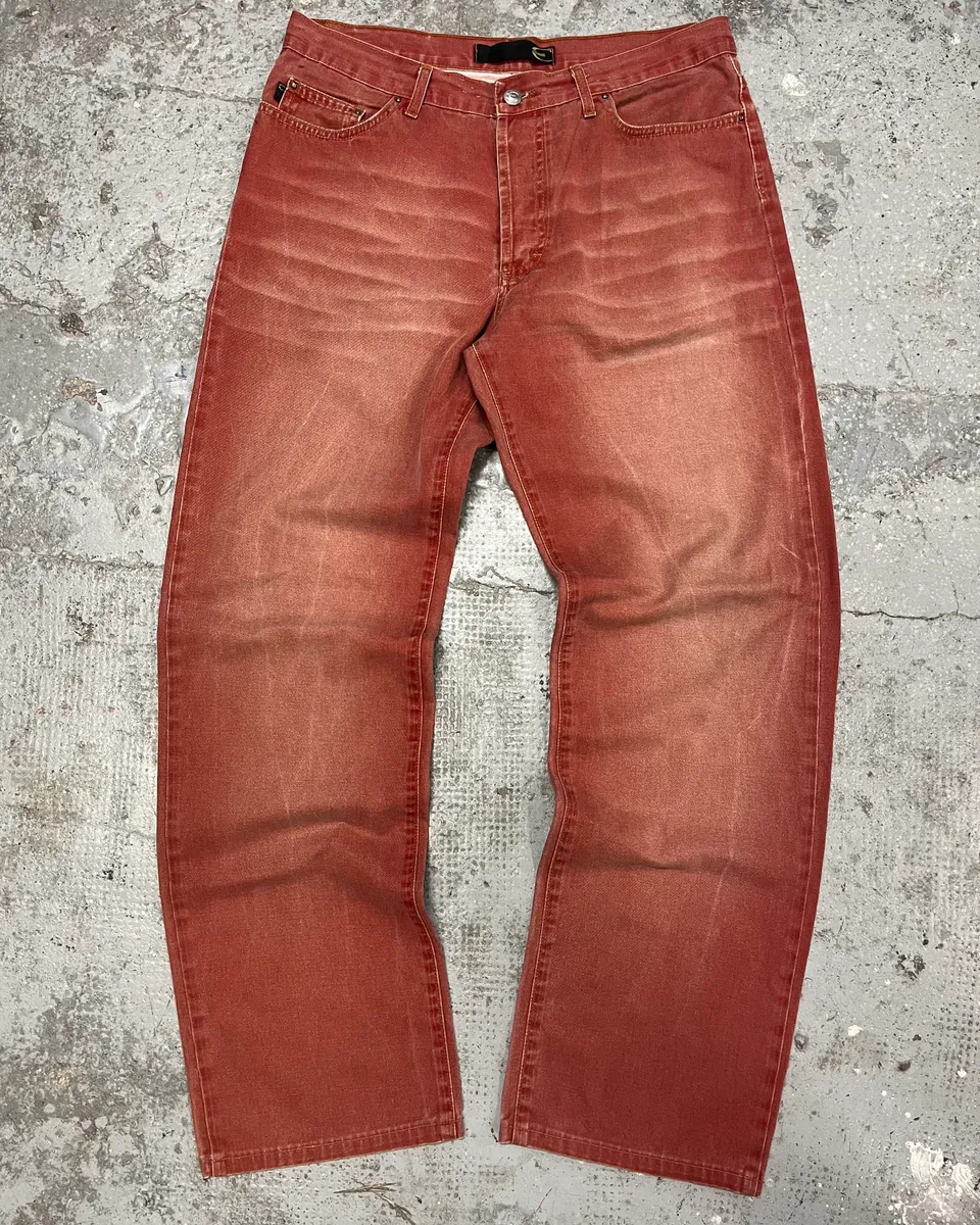 2000s Cavalli Red Faded Straight Pants