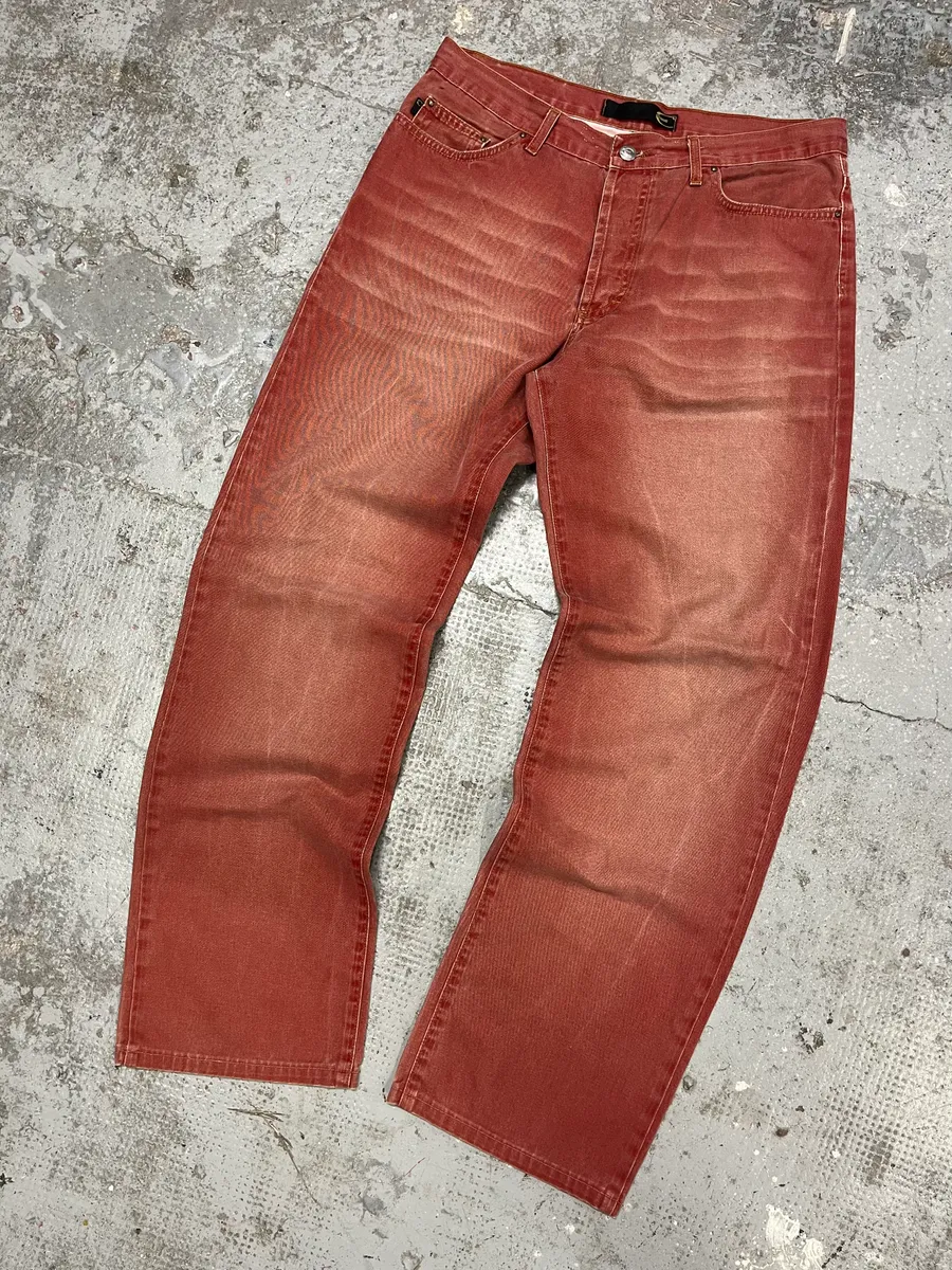 2000s Cavalli Red Faded Straight Pants - Image 5