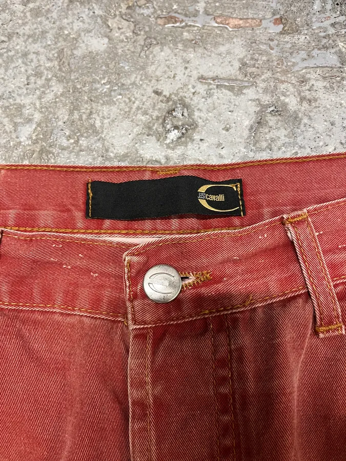2000s Cavalli Red Faded Straight Pants - Image 9