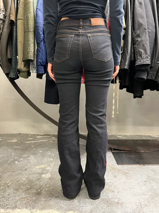 2000s Cavalli Red Tiger Black Black Jeans - Image 4