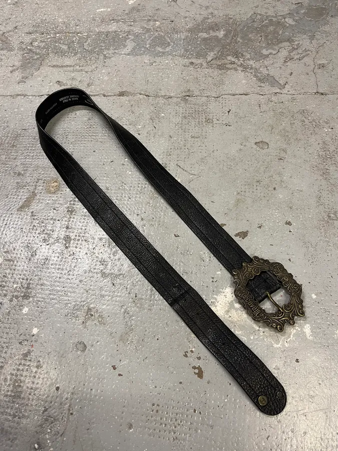 2000s Cavalli Royal Buckle Black Leather Belt - Image 4