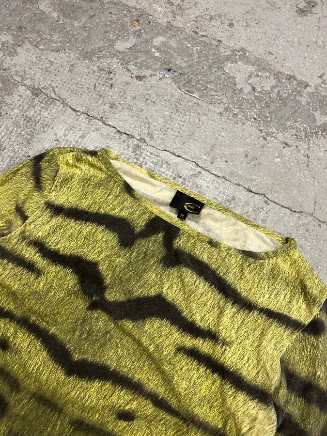 2000s Cavalli Safari Zebra Green Longsleeves - Image 4