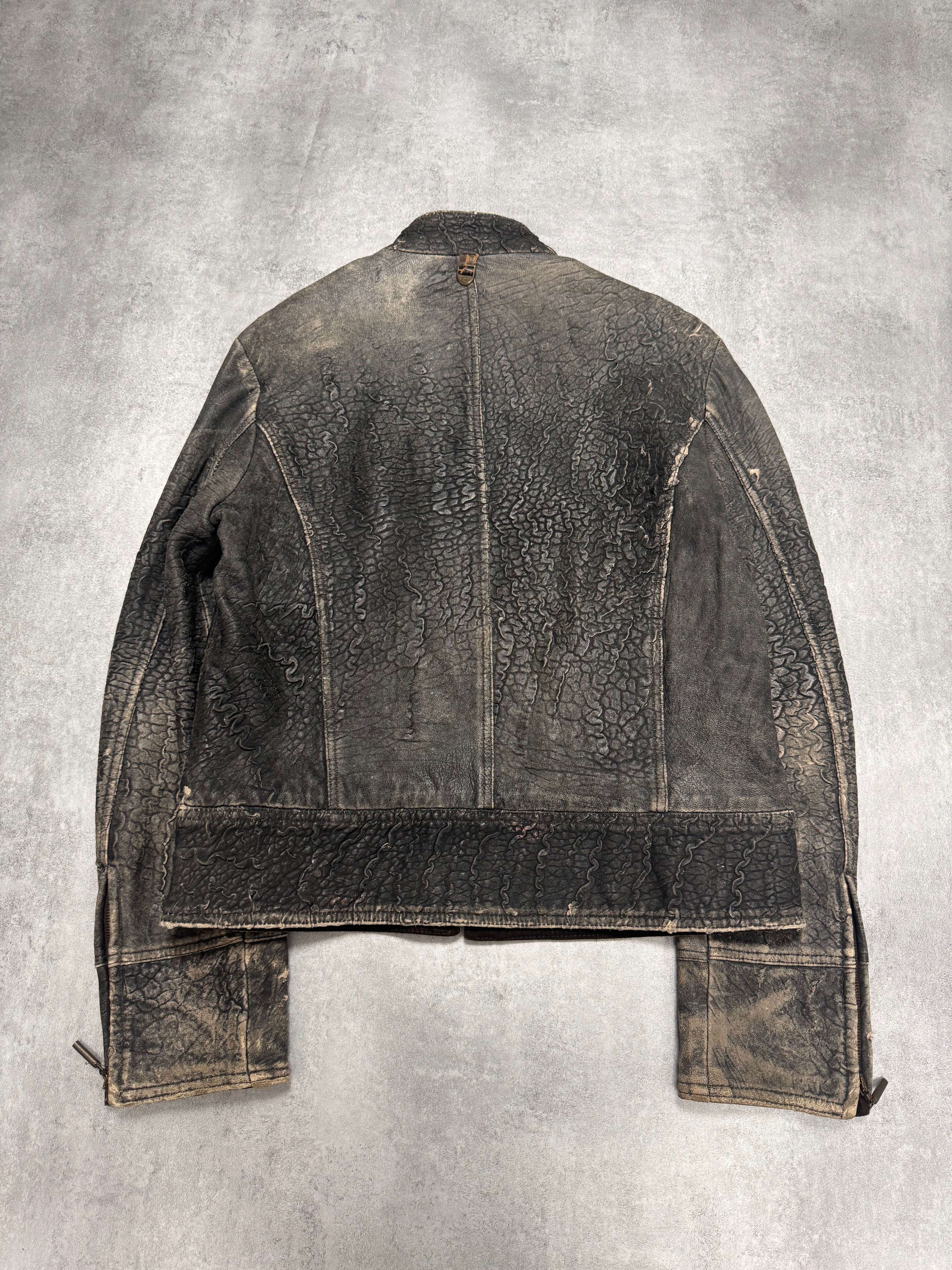 2000s Cavalli Scarred Raw Leather Jacket (M/L) - Image 7
