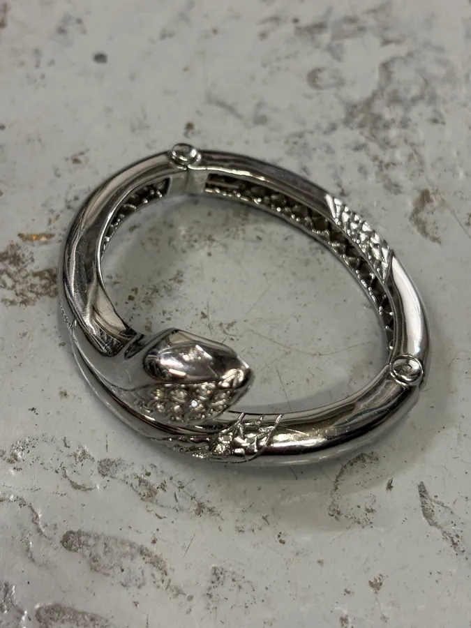 2000s Cavalli Silver Metal Snake Bracelet - Image 4