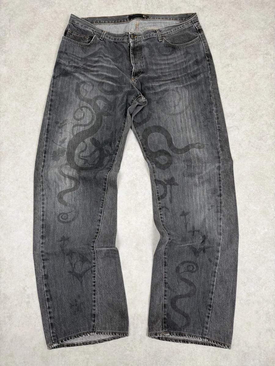 2000s Cavalli Snake Grey Denim Jeans - Image 4