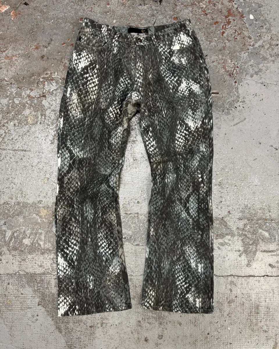 2000s Cavalli Snake Print Grey Pants