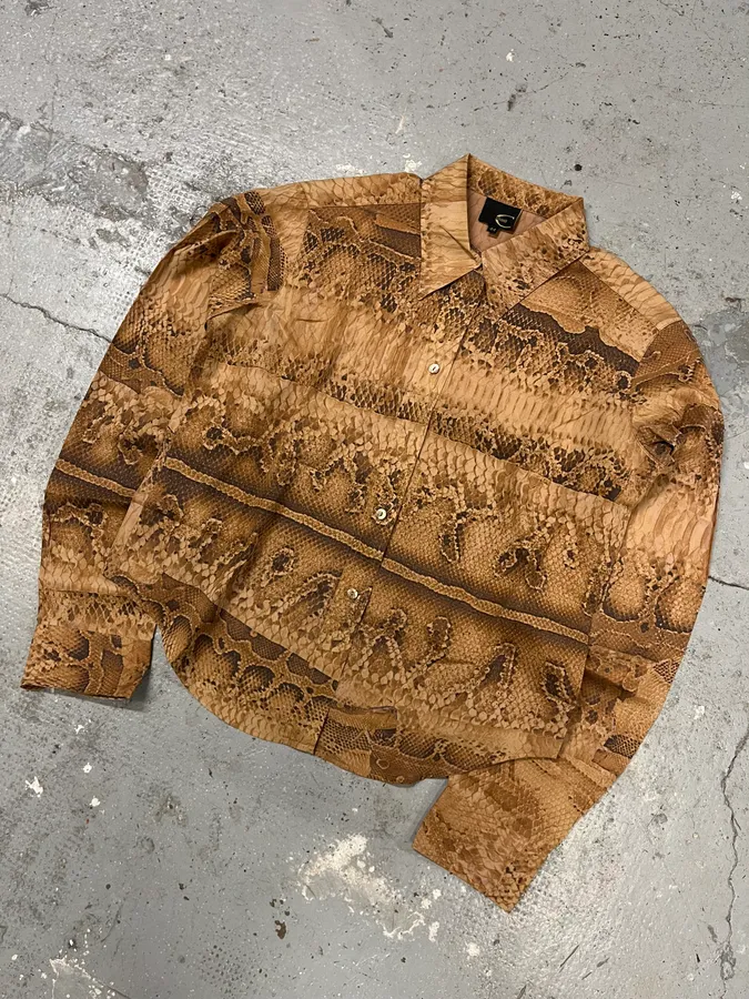 2000s Cavalli Snakeskin Effect Shirt - Image 4