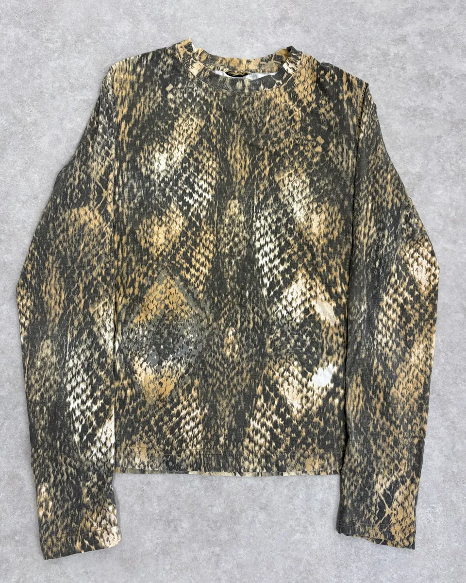 2000s Cavalli Snakeskin Print Longsleeves T-Shirt