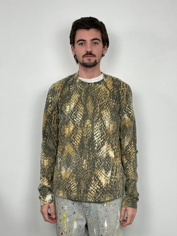 2000s Cavalli Snakeskin Print Longsleeves T-Shirt - Image 2