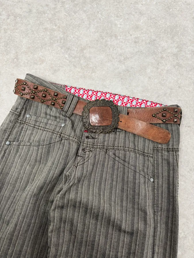 2000s Cavalli Studded Brown Leather Belt - Image 2