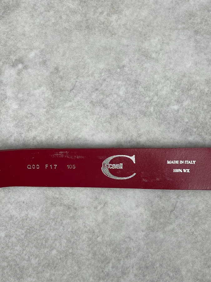 2000s Cavalli Suede Red Leather Belt - Image 5