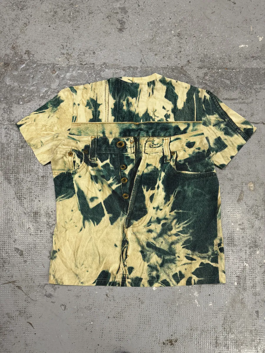 2000s Cavalli Trompe L’oeil White & Green T-Shirt - Image 4