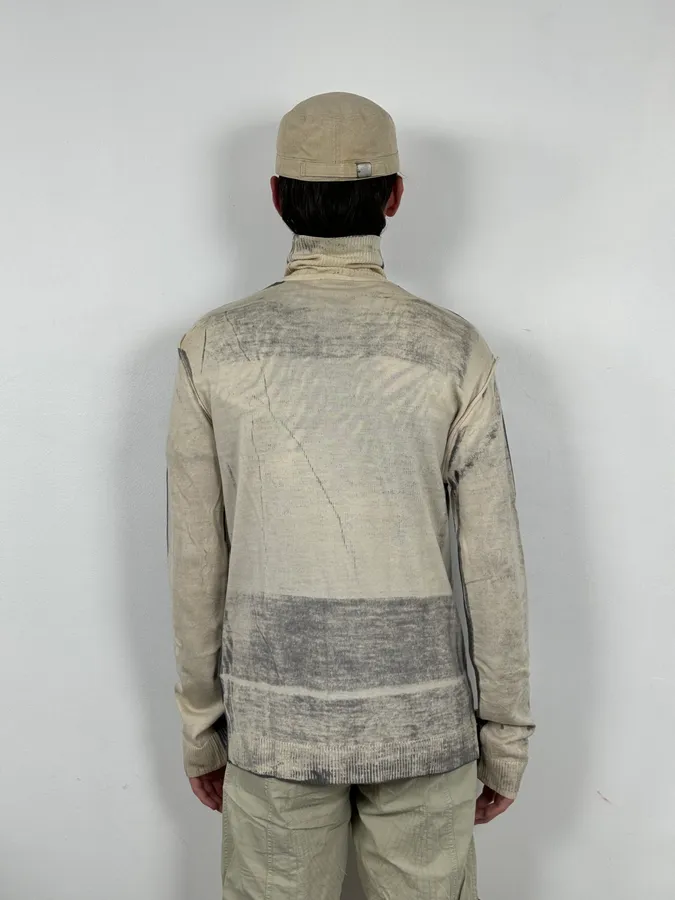 2000s Cavalli Two Tone Grey & Cream Abstract Turtleneck - Image 3