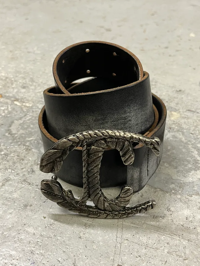 2000s Cavalli Two Tones Black & Silver Leather Belt - Image 2