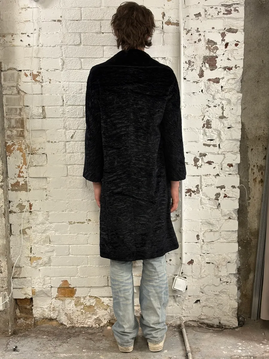 2000s Cavalli Wavy Fake Fur Black Coat - Image 3