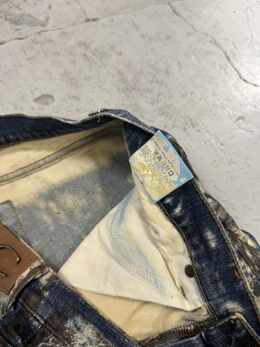 2000s Cavalli World Eroded White & Blue Denim Jeans - Image 8