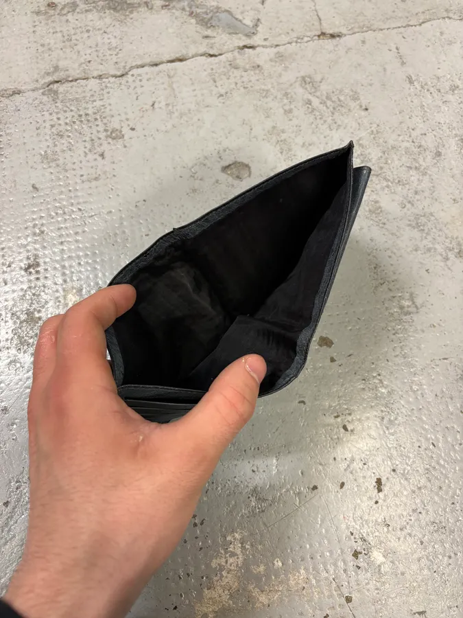 2000s Celine Black Ostrich Embossed Leather Wallet - Image 5