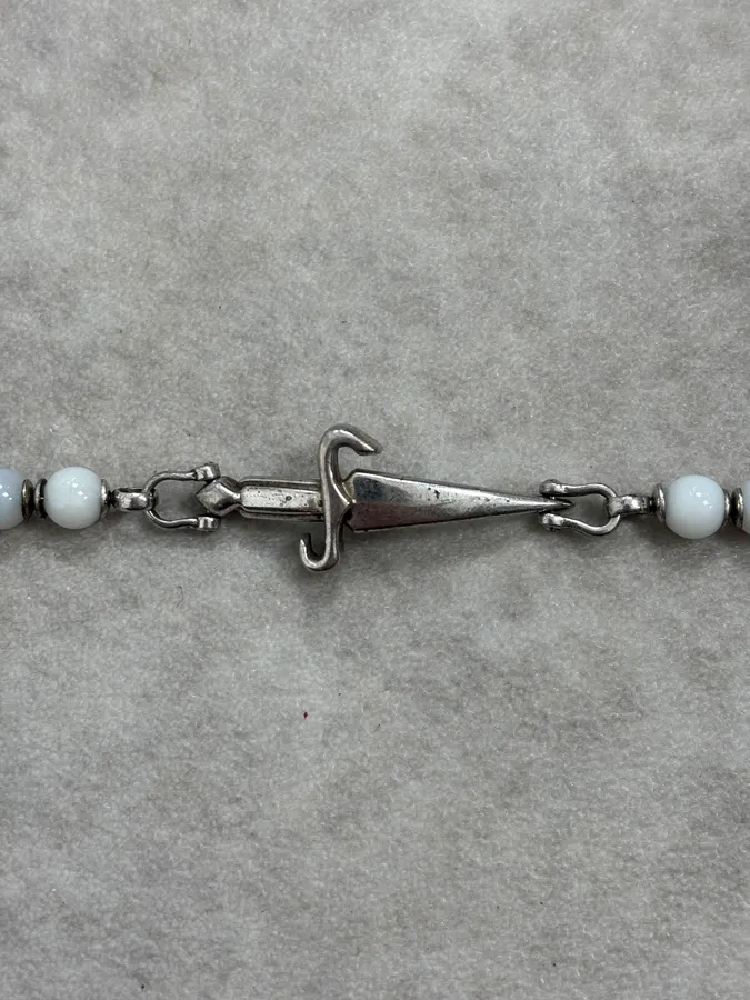 2000s Cesare Paciotti Dagger White Pearls Silver Bracelet - Image 6
