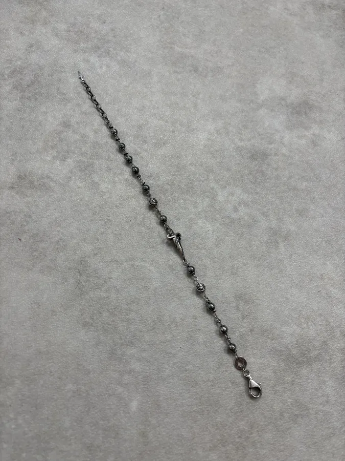 2000s Cesare Paciotti Silver Beaded Dagger Bracelet - Image 5