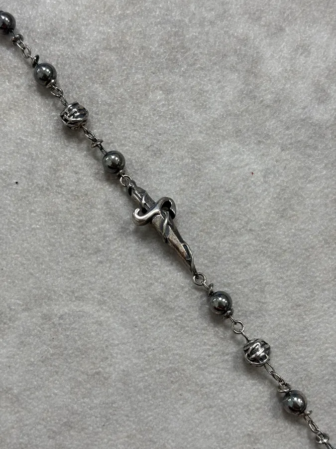 2000s Cesare Paciotti Silver Beaded Dagger Bracelet - Image 6