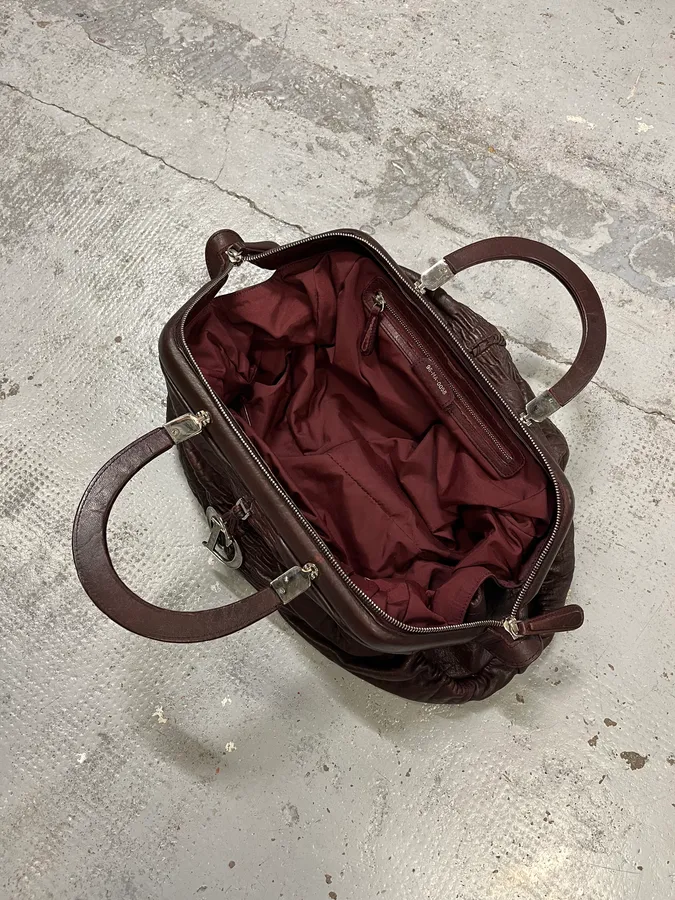 2000s Christian Dior Bordeaux Grained Red Leather Bag - Image 7