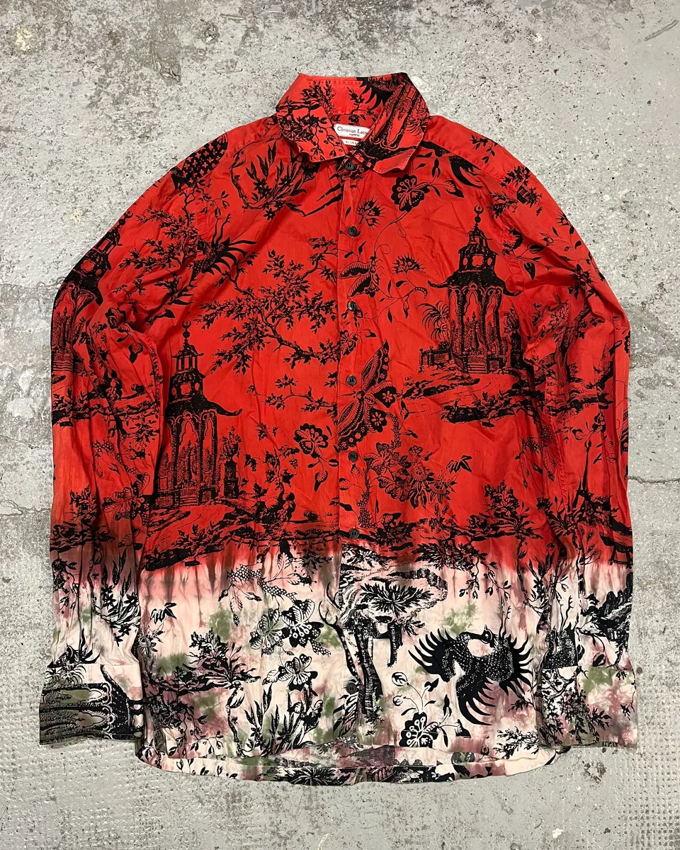 2000s Christian Lacroix Asian Word Red Shirt